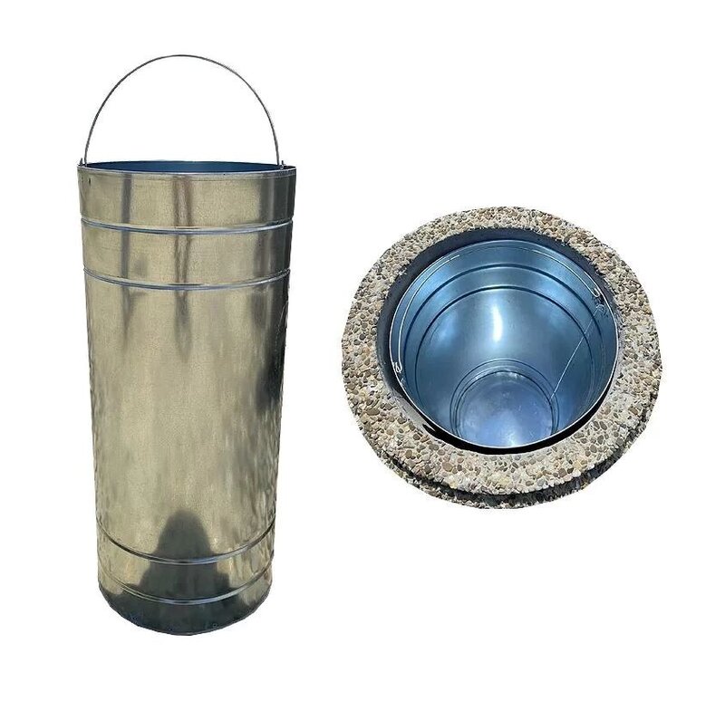 Cos de gunoi stradal Marbella din beton cu aspect de marmura alba 53×98 cm